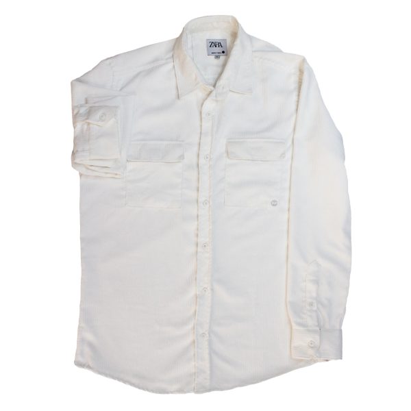 پیراهن مخمل کبریتی رنگ سفید مدل MMSH50